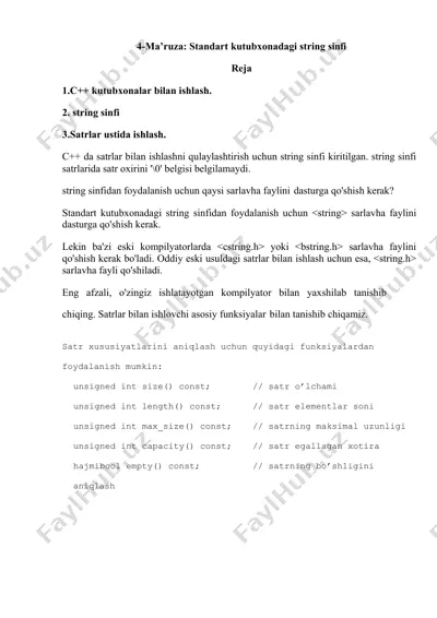 standart kutubxonadagi string sinfi — DOCX