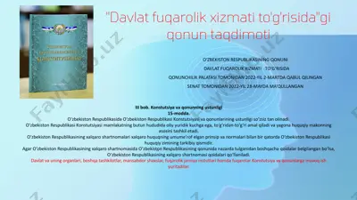 davlat fuqarolik xizmati to'g'risidagi qonun taqdimoti — PPTX