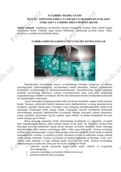 cybersecurity tashkiloti — DOCX
