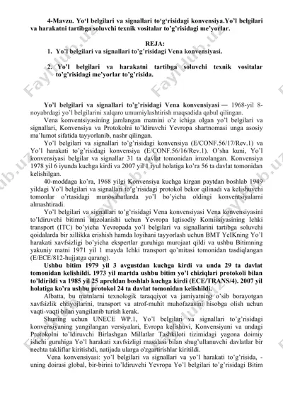 yo’l belgilari va signallari to’g’risidagi vena konvensiyasi — DOCX
