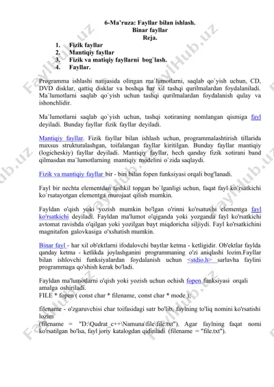 fayllar bilan ishlash. binar fayllar — DOCX