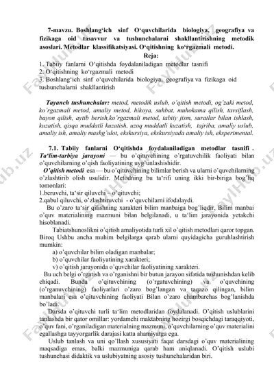 tabiiy fanlarni o'qitishda foydalaniladigan metodlar tasnifi — DOCX