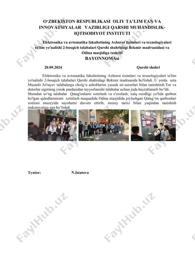 odina masjidiga tashrif — DOCX