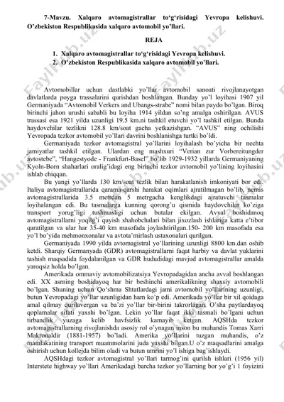 xalqaro avtomagistrallar to‘g‘risidagi yevropa kelishuvi — DOCX