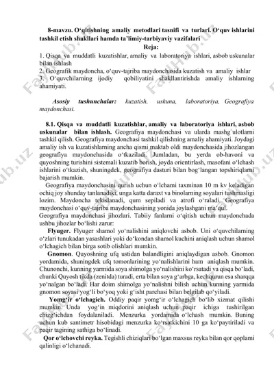 geografiya maydonchasi va mashg'ulotlarni tashkil etish — DOCX