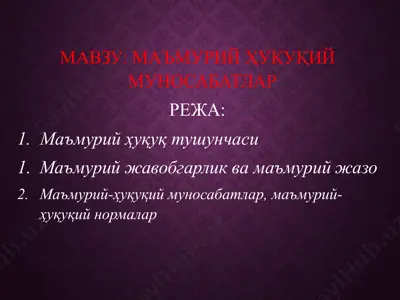маъмурий ҳуқуқий муносабатлар — PPTX