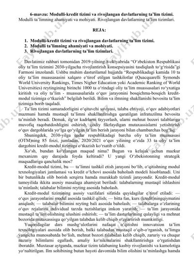 modulli-ta'limning ahamiyati va rivojlangan davlatlarning ta'lim tizimi — DOCX