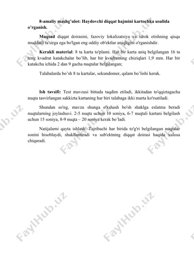 haydovchi diqqat hajmini kartochka usulida o’rganish — DOCX