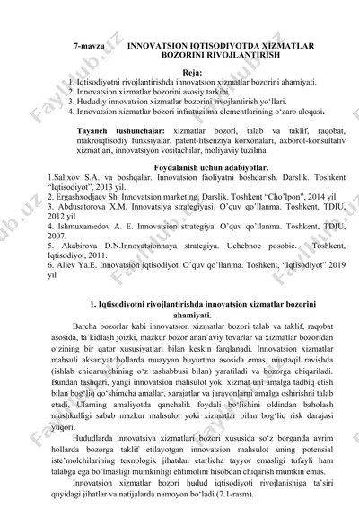 innovatsion xizmatlar bozori — DOCX