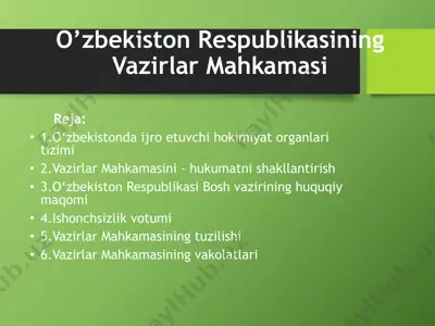 o’zbekiston respublikasining vazirlar mahkamasi — PPTX