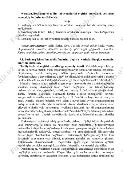 boshlang'ich ta'lim tabiiy fanlarini o'qitish metodlari, vositalari va moddiy bazasini tashkil etish — DOCX