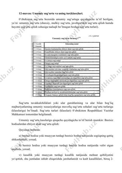 umumiy sug‘urta — DOCX