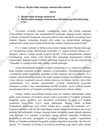 haydovchilar huquqiy madaniyatini oshirish — DOCX