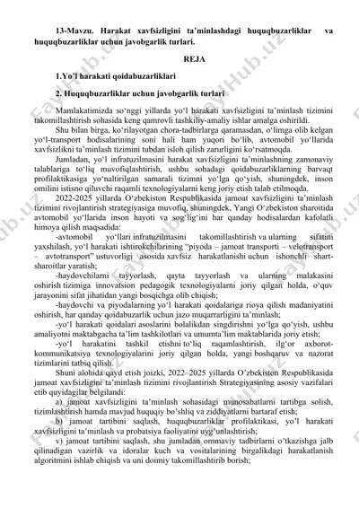 yo‘l harakati xavfsizligini ta’minlash — DOCX