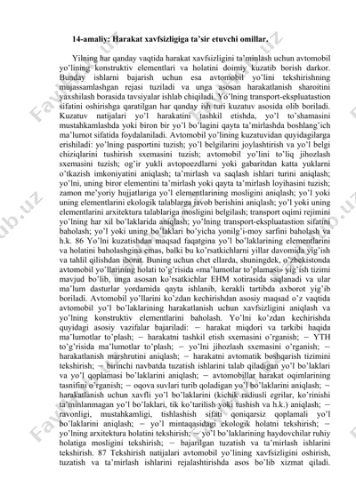 avtomobil yo'lini kuzatish rejasi — DOCX