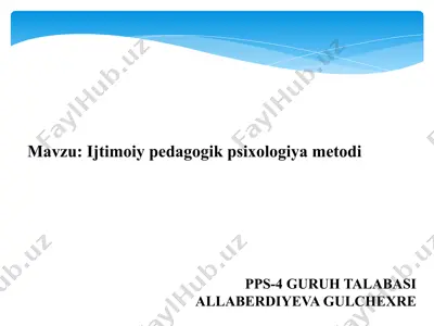 ijtimoiy-psixologik tadqiqotlarni o’tkazish sharoitlari va texnikasi — PPTX