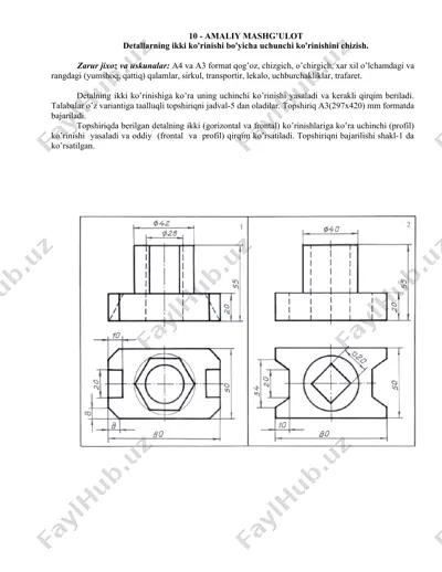 detal chizish uchun materiallar va jihozlarni taqqoslash — DOCX