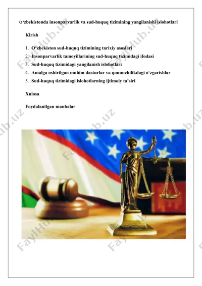o‘zbekistonda insonparvarlik va sud-huquq tizimining yangilanishi islohotlari — DOCX