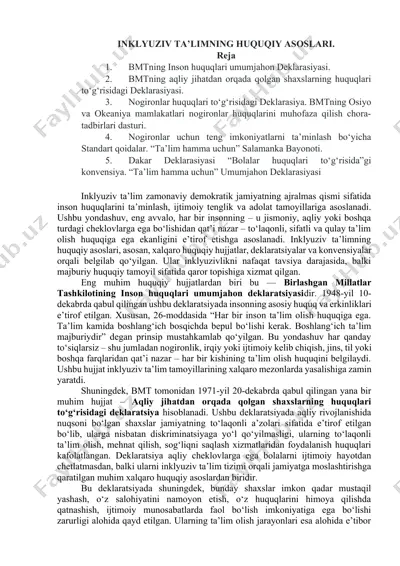 inklyuziv ta'limning huquqiy asoslari — DOCX