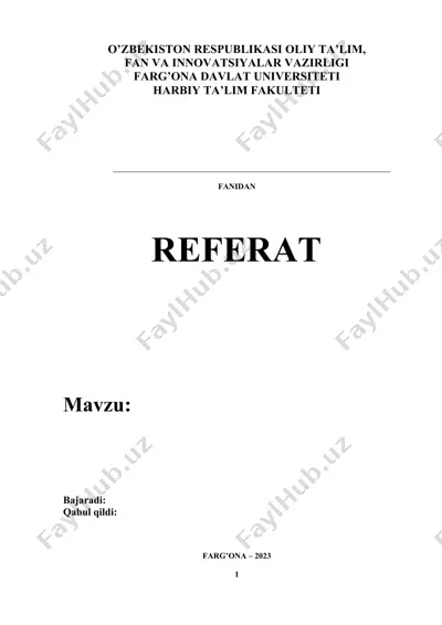 referat "foydalanilgan adabiyotlar ro'yhati farg'ona - 2023" — DOCX