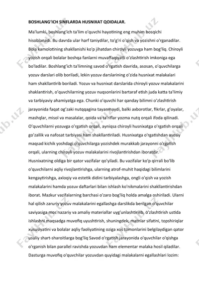 husnixat bo'yicha qoidalar — DOCX