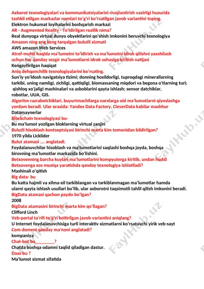 axborot texnologiyalari va kommunikatsiyalarini rivojlantirish vazirligi huzurida tashkil etilgan markazlar nomlari — DOCX