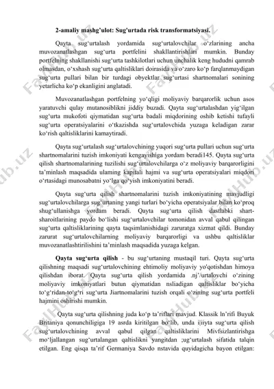 qayta sug‘urtalash — DOCX