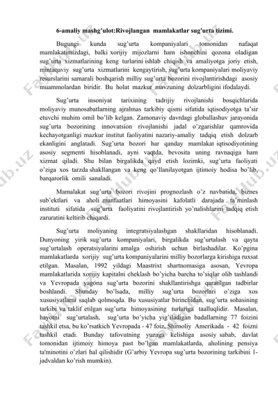 sug'urta bozorining innovatsion rivojlanishi — DOCX