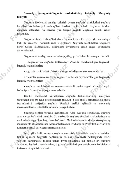 sug'urta tashkilotlarining iqtisodiy moliyaviy faoliyati — DOCX