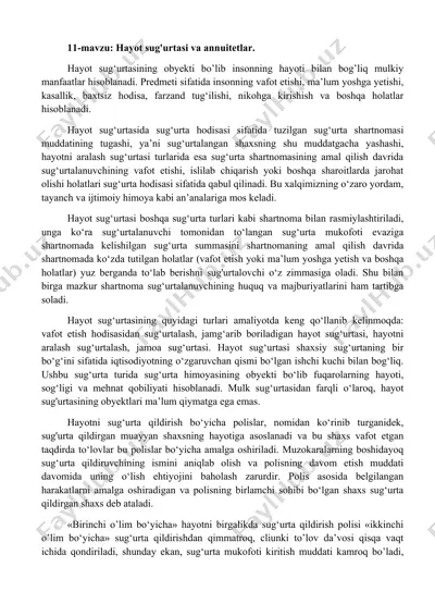 hayot sug'urtasi va annuitetlar — DOCX