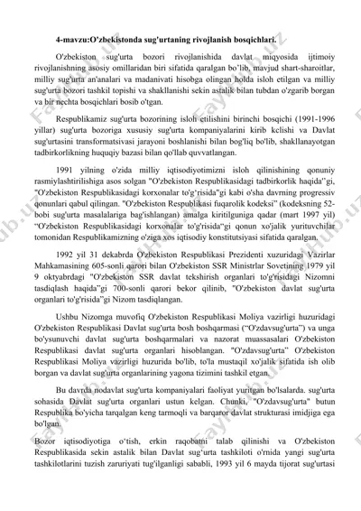 sug'urta bozori rivojlanishi o'zbekistonda — DOCX