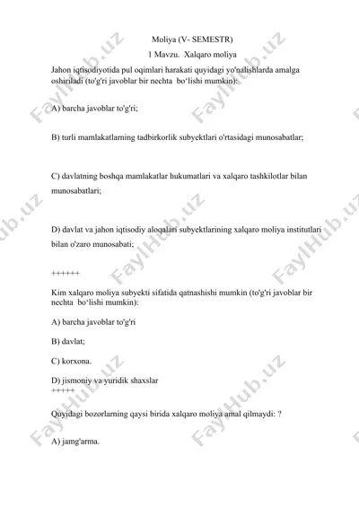 xalqaro moliya — DOCX