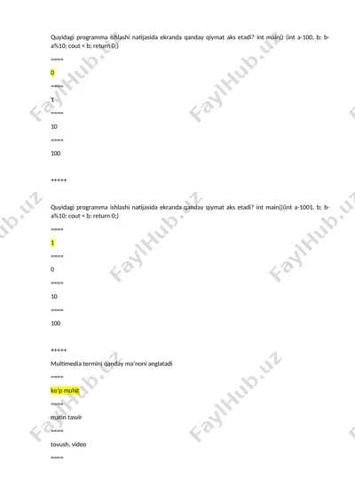 ekrandagi qiymat aks etish — DOCX