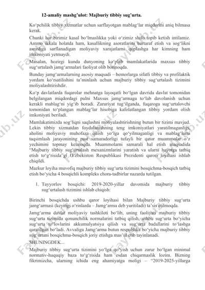 majburiy tibbiy sug’urta — DOCX