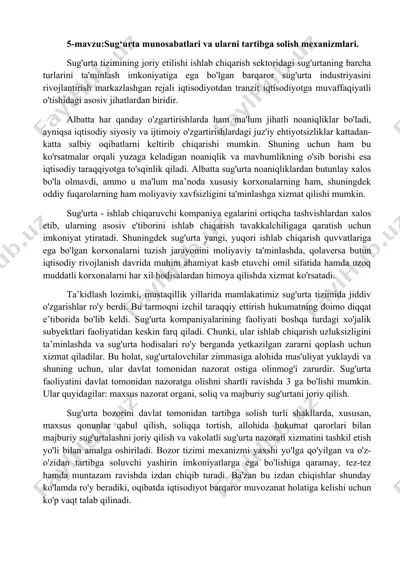 sug‘urta munosabatlari va ularni tartibga solish mexanizmlari — DOCX