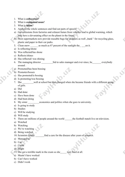 english grammar exercises — DOCX