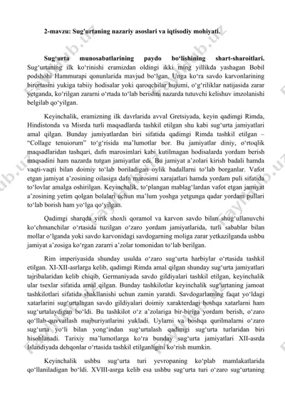 sug'urtaning nazariy asoslari va iqtisodiy mohiyati — DOCX