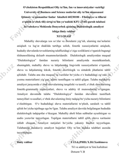 dialektologik amaliyot — DOCX
