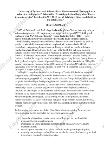 ma'rifat soatlari — DOCX