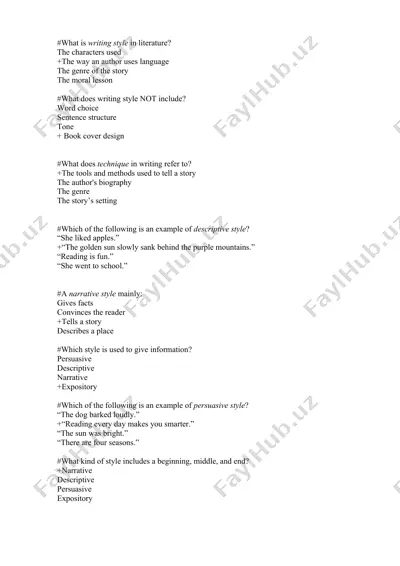 writing styles in literature — DOCX