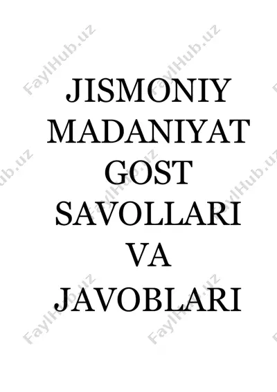 jismoniy madaniyatning maqsadi va vazifalari — DOCX