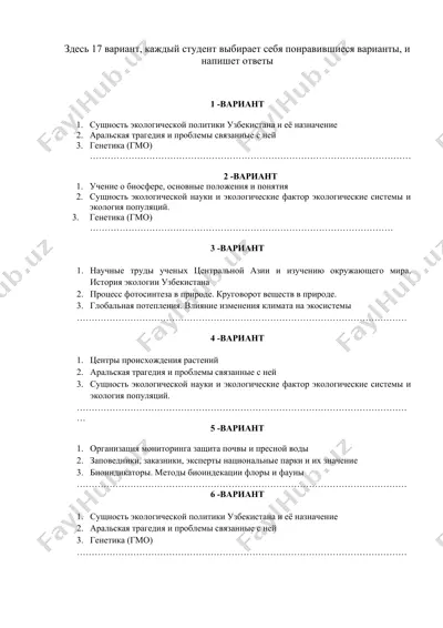 ekologiya va genetika — DOCX