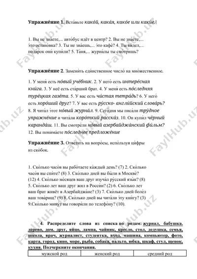 русский язык - грамматика упражнения — DOCX