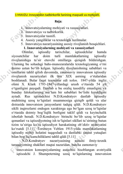innovatsion tadbirkorlik fanining maqsadi va mohiyati — DOCX