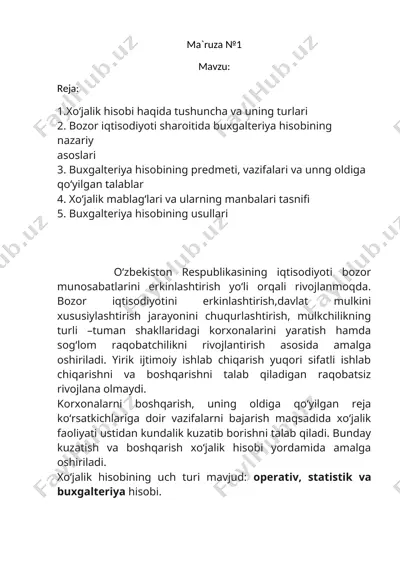 xo‘jalik hisobi turlari — DOCX