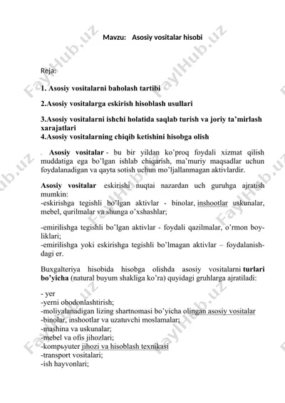 asosiy vositalar hisobi — DOCX
