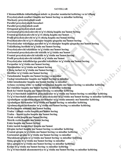 proyeksiyalash usullari — DOCX