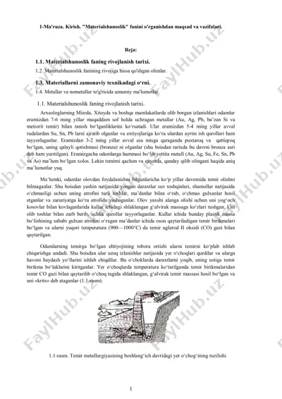 materialshunoslik fanining tarixiy rivojlanishi — PDF