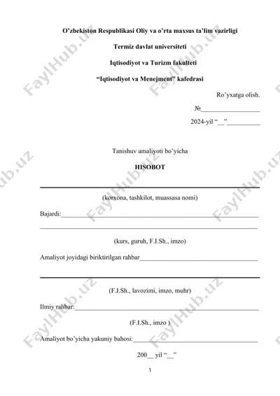 tanishuv amaliyoti bo’yicha hisobot — DOCX