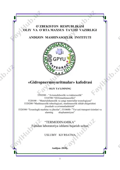 termodinamika laboratoriyasi uslubiy ko'rsatma — DOCX